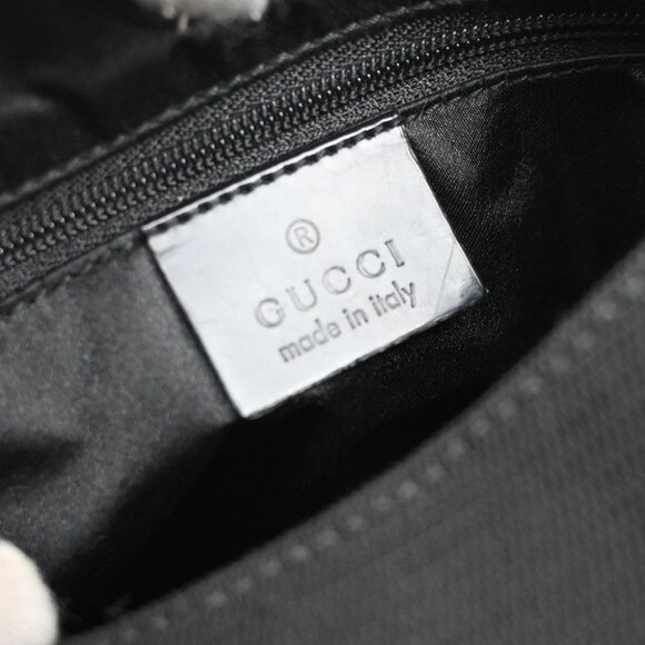 GUCCI Logo GG Pattern Hobo Shoulder Bag Nylon Leather Black SHW Italy - Picture 12 of 16